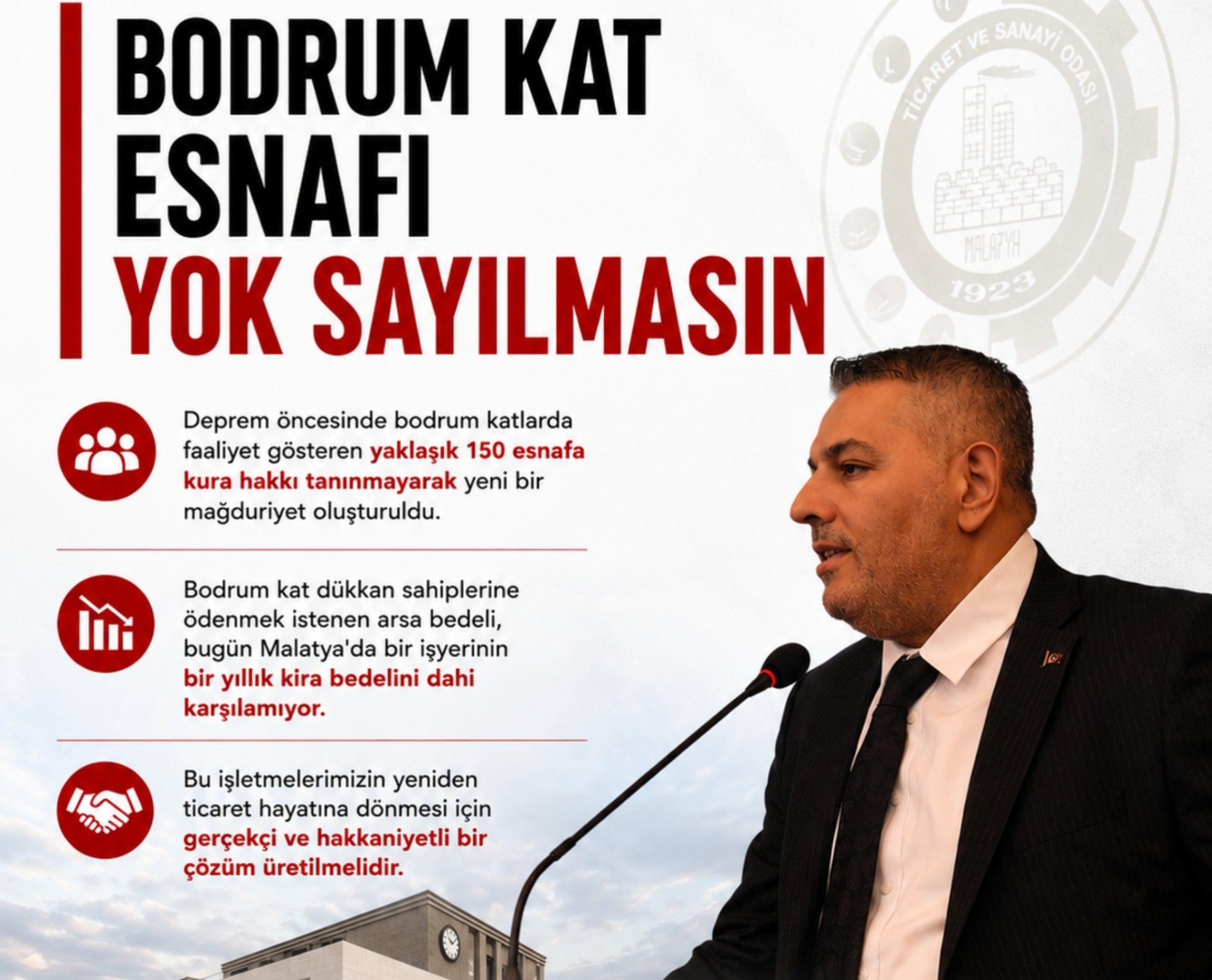 Başkan Sadıkoğlu: “Bodrum kat esnafı yok sayılmasın”