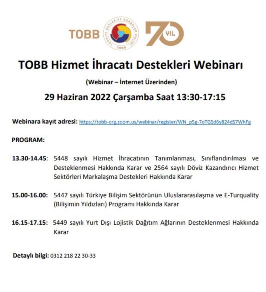 TOBB Hizmet İhracatı Destekleri Webinarı