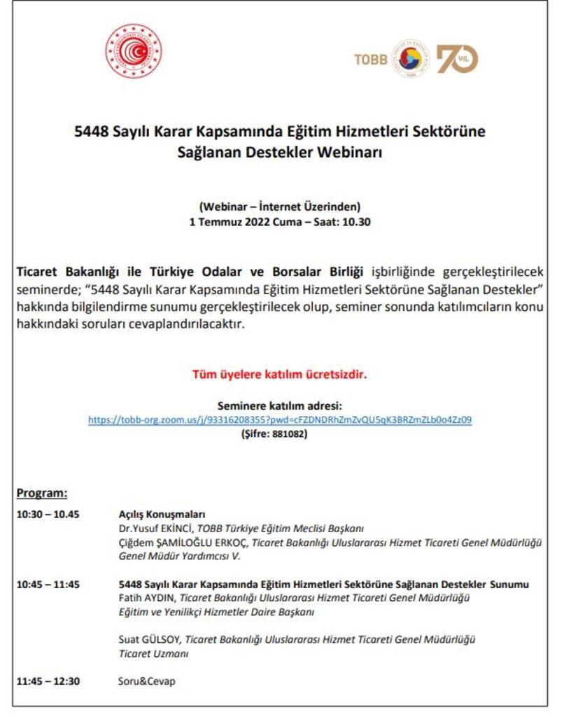 5448 Sayılı Karar Kapsamında Eğitim Hizmetle