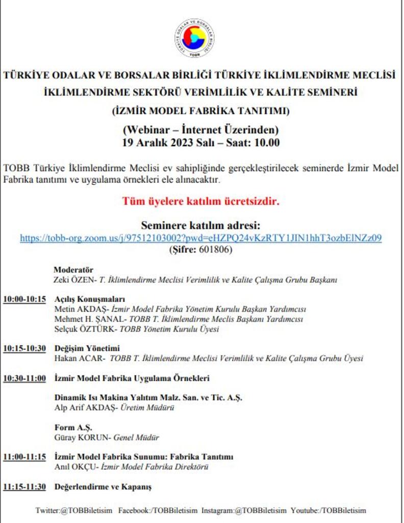 Verimlilik ve Kalite Webinarı- İzmir Model F
