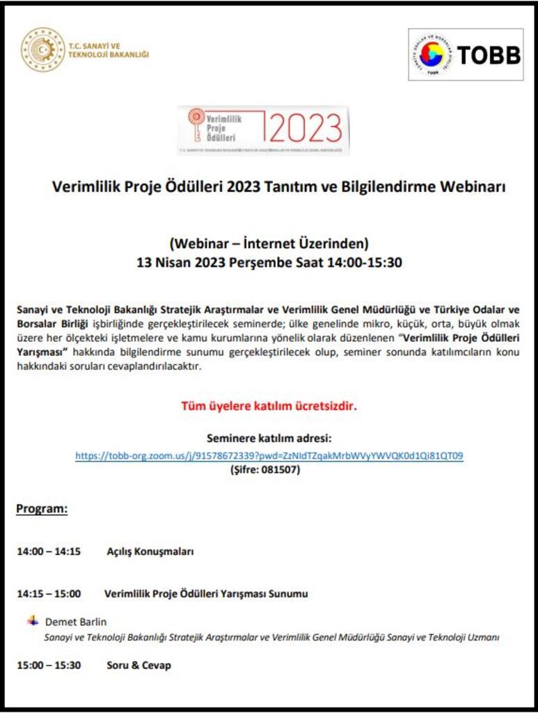 Verimlilik Proje Ödülleri 2023 Tanıtım