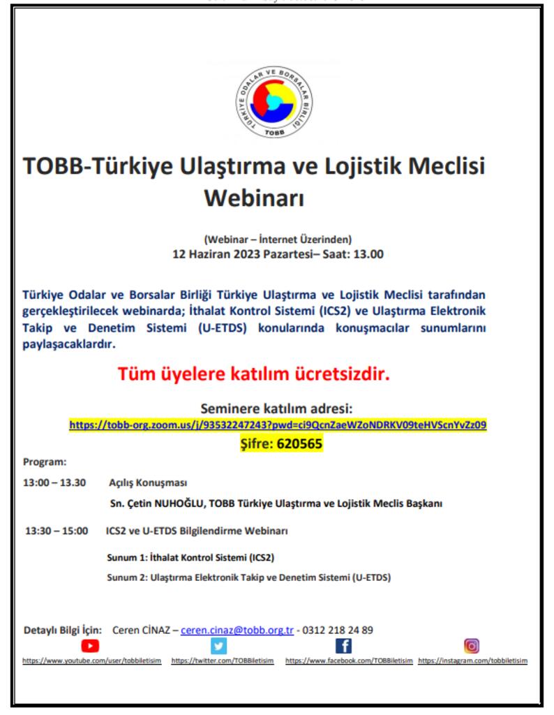 Ulaştırma ve Lojistik Meclisi Webinarı Hk