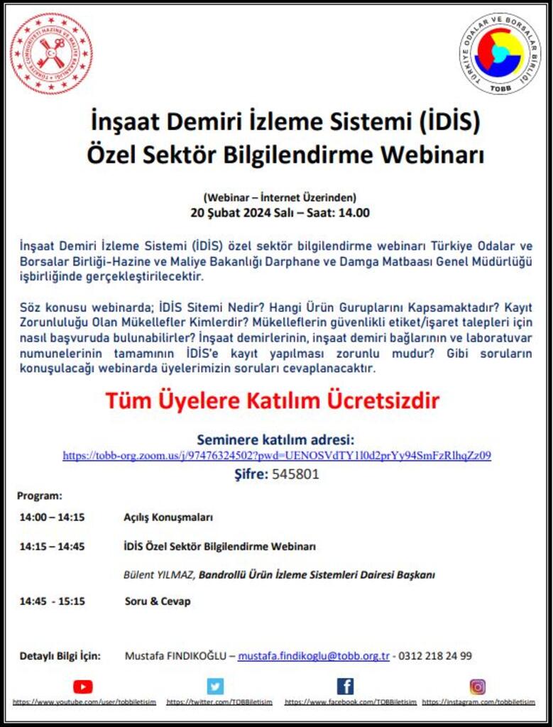 İnşaat Demiri İzleme Sistemi (İDİS) Özel Se
