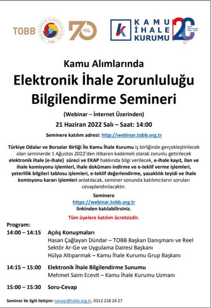 Elektronik İhale Zorunluluğu Bilgilendirme