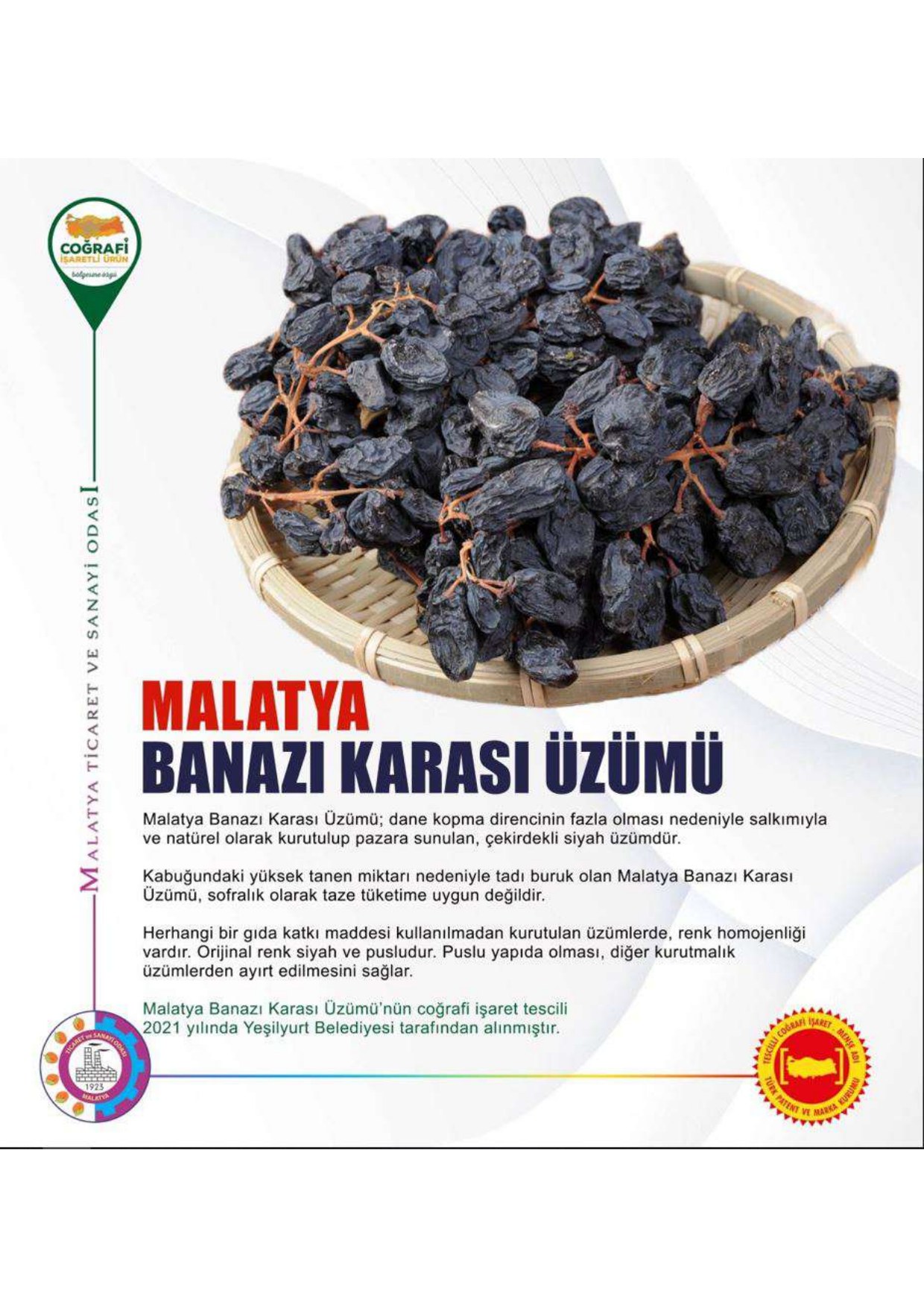 Malatya Banazı Karası Üzümü coğrafi işaretli ürün afişi