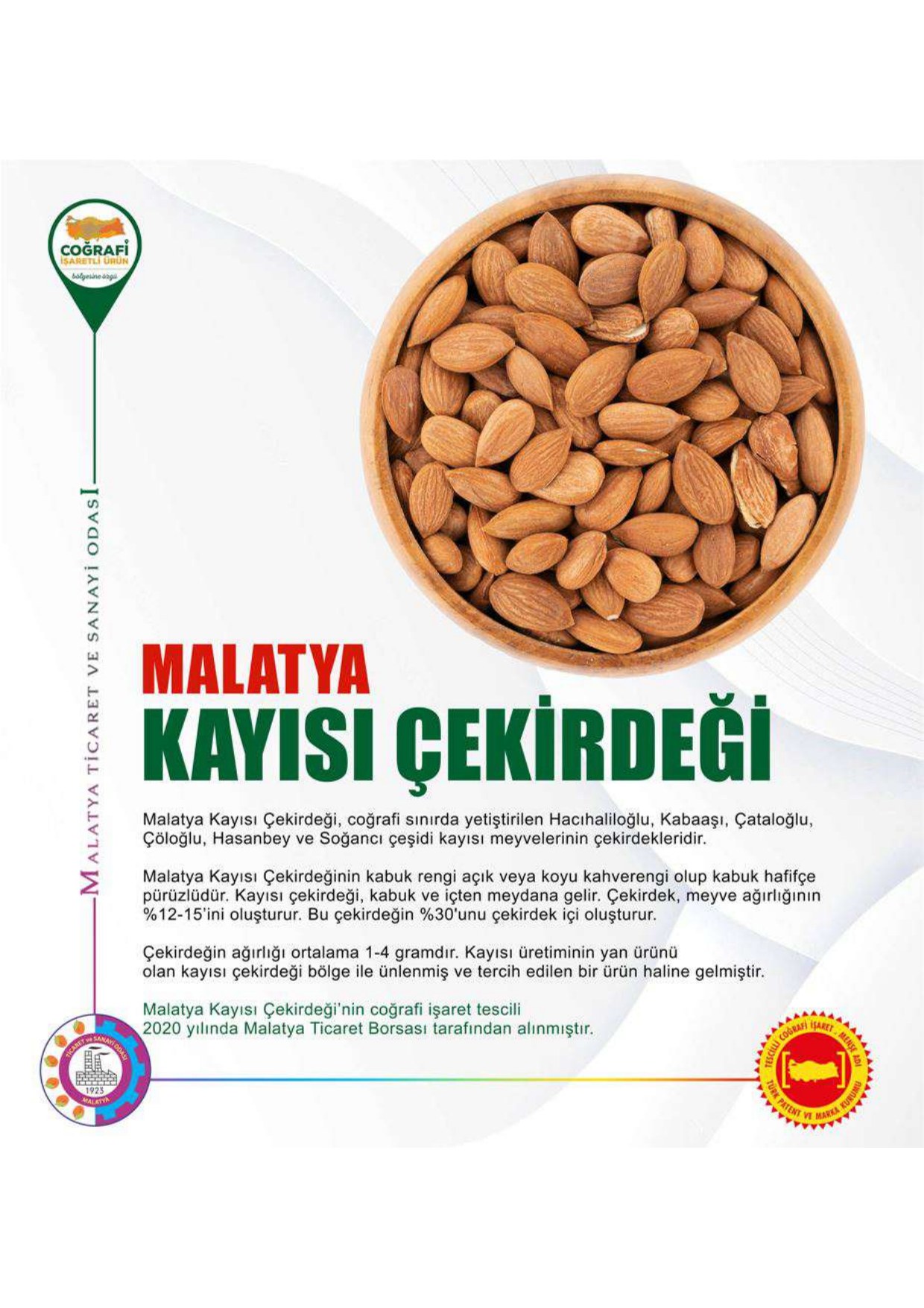 Malatya Kayısı Çekirdeği coğrafi işaretli ürün afişi