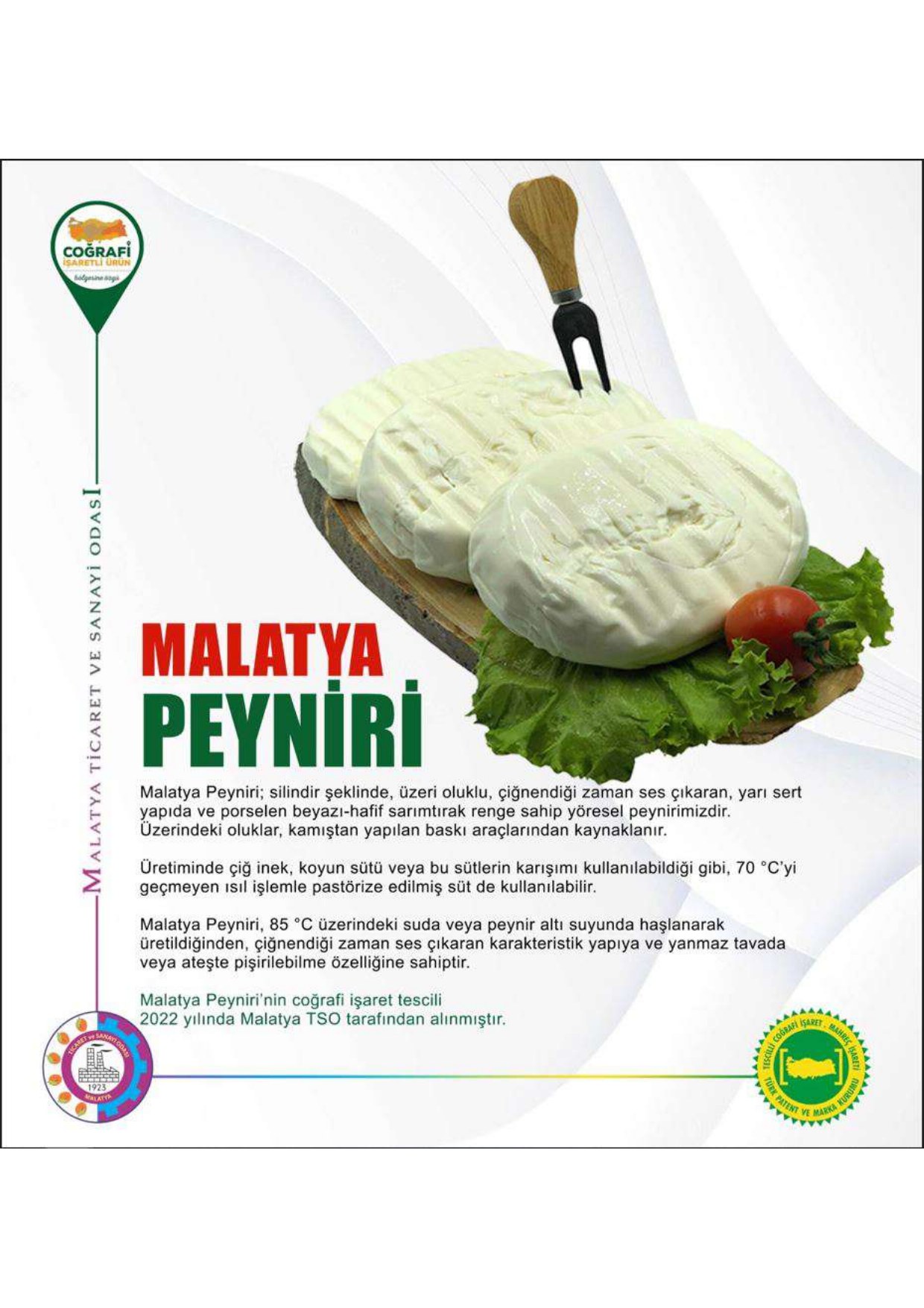 Malatya Peyniri coğrafi işaretli ürün afişi